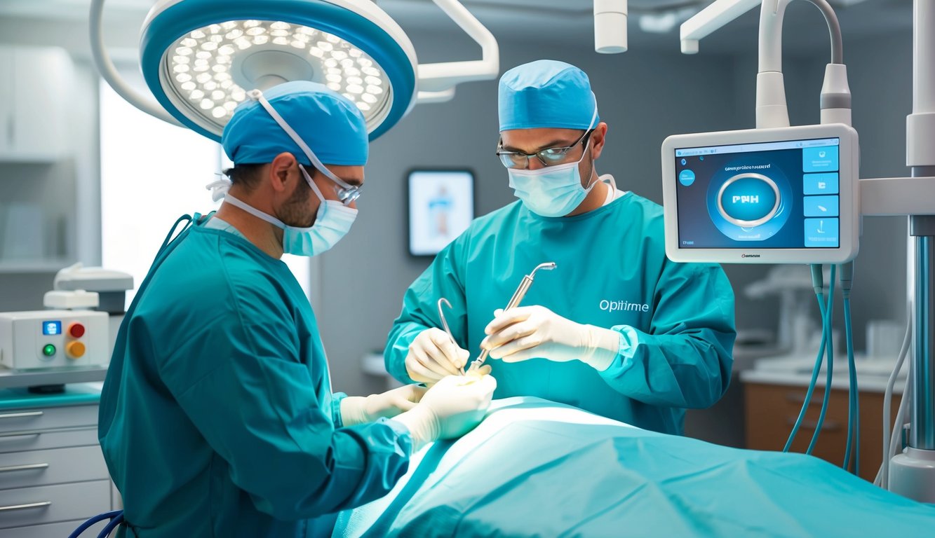 A urologist performing the Optilume BPH TURBO Prostate Procedure with precision, using advanced equipment in a modern operating room